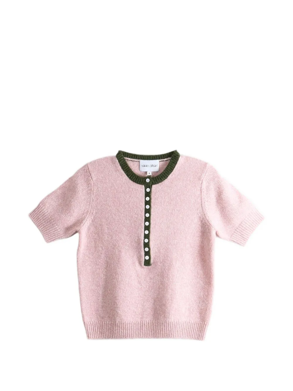 Nikki Chasin button-placket short-sleeve sweater