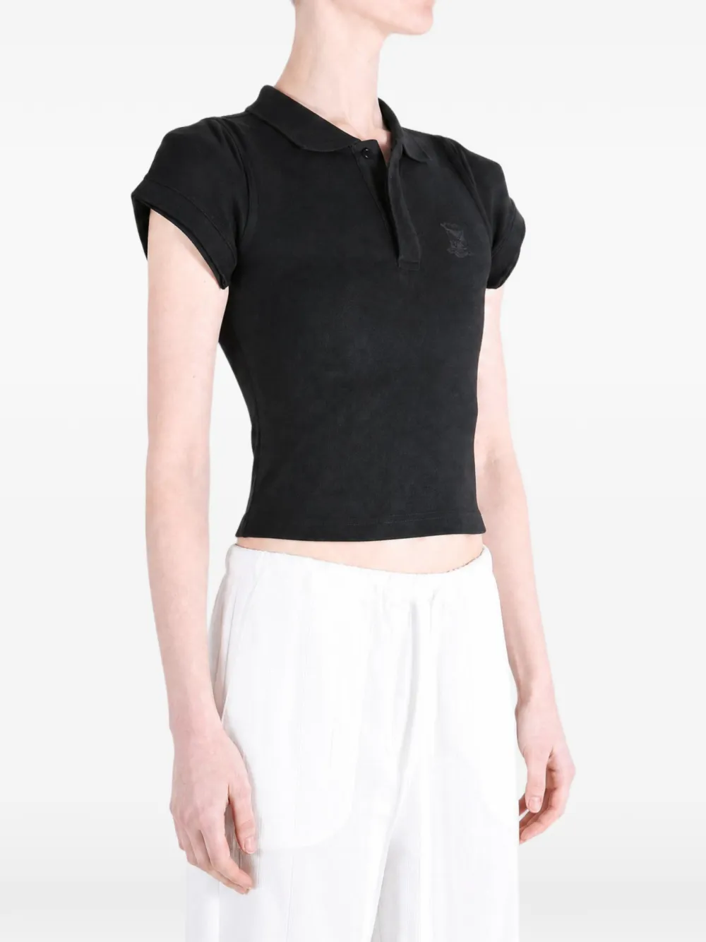 VETEMENTS logo-embroidered polo shirt Zwart