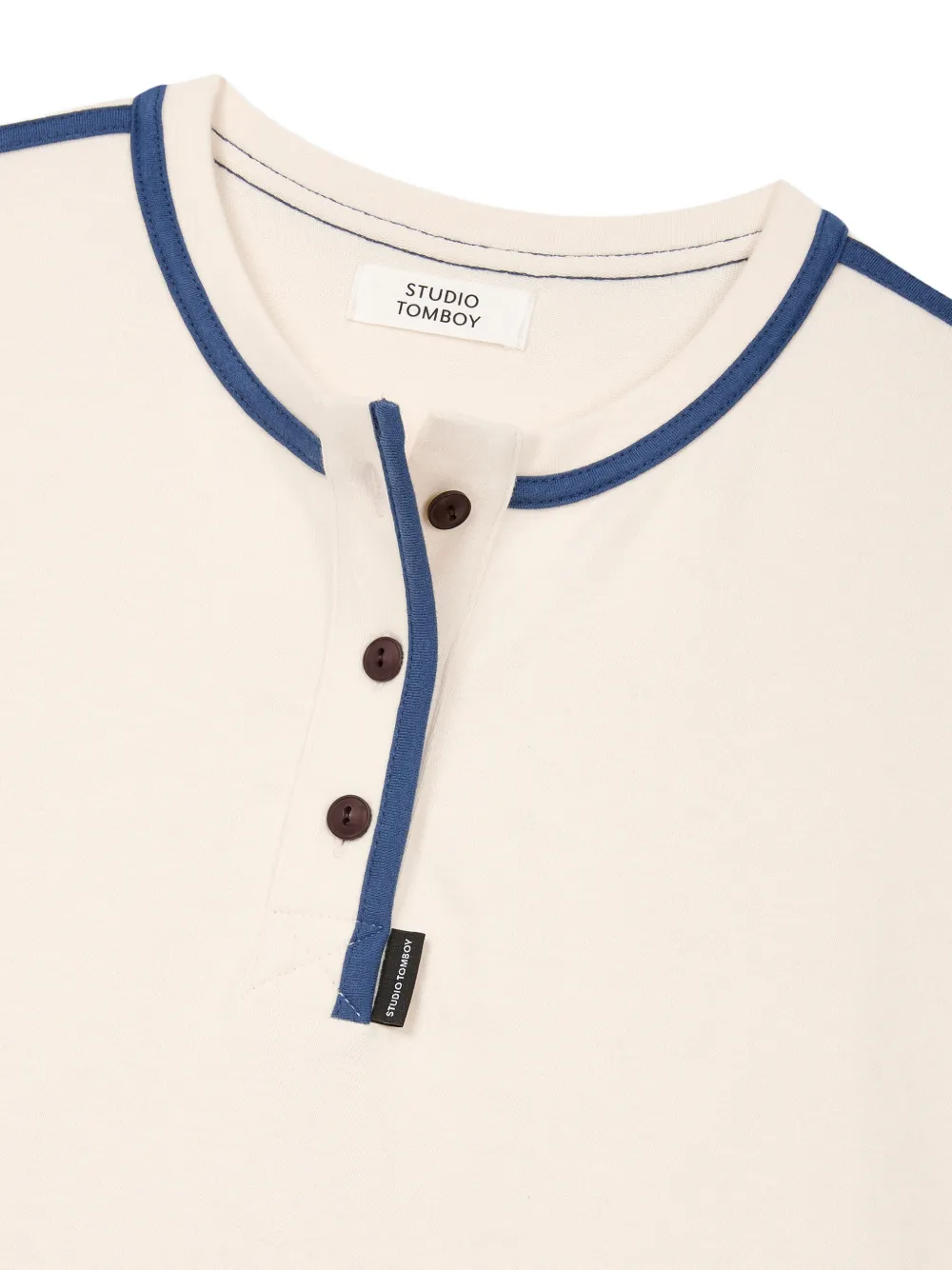 TOMBOY contrasting-trim Henley T-shirt Beige