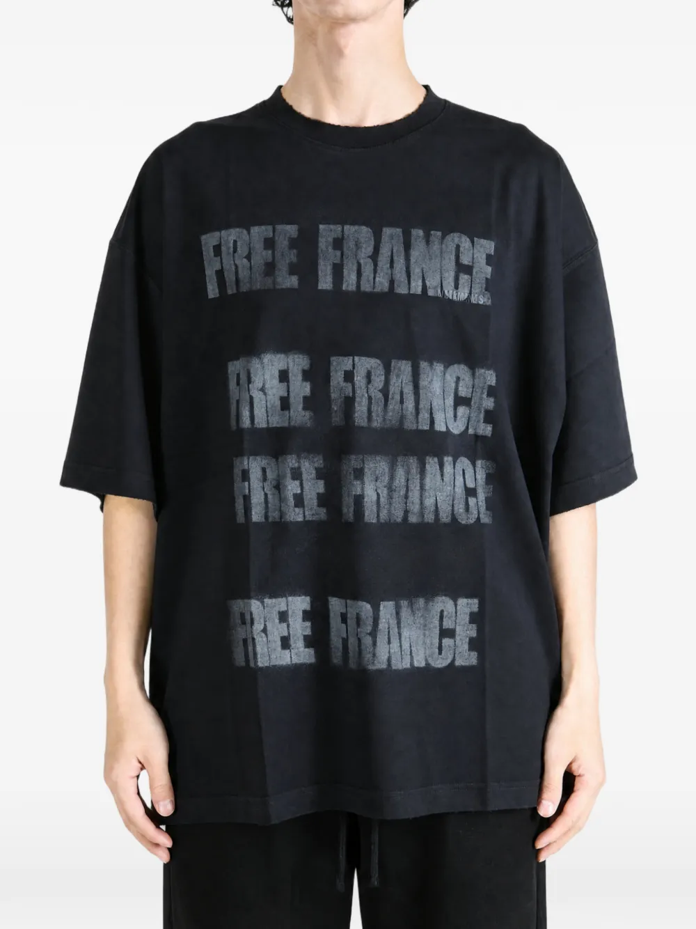 VETEMENTS Free France oversized T-shirt Zwart