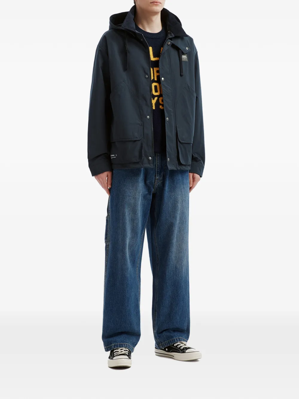 CHOCOOLATE logo-patch hooded jacket Blauw