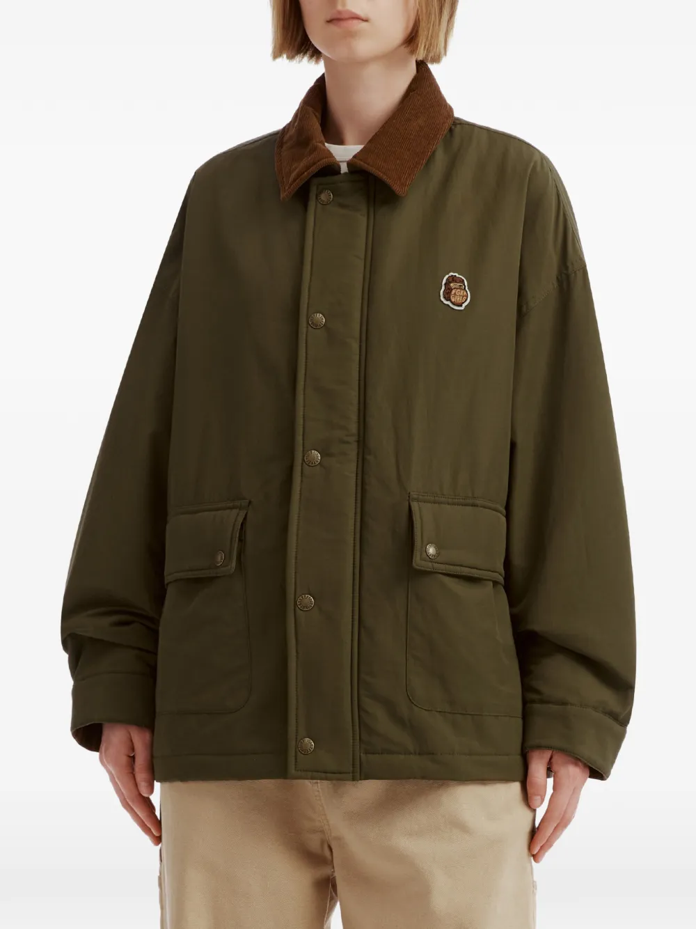 FINGERCROXX Jack met logopatch en ribfluwelen kraag Groen