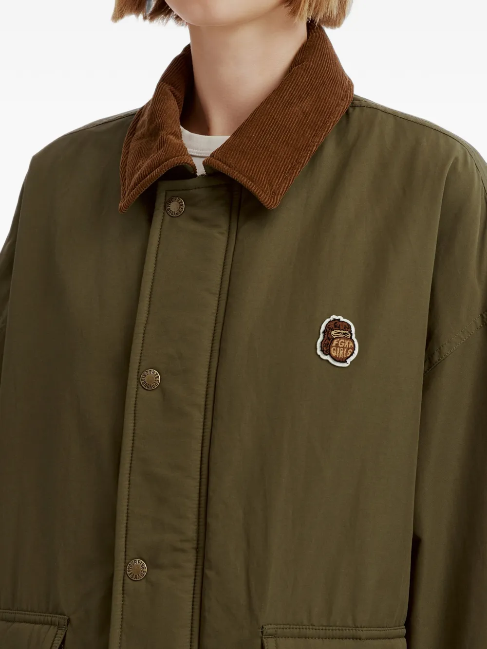 FINGERCROXX Jack met logopatch en ribfluwelen kraag Groen