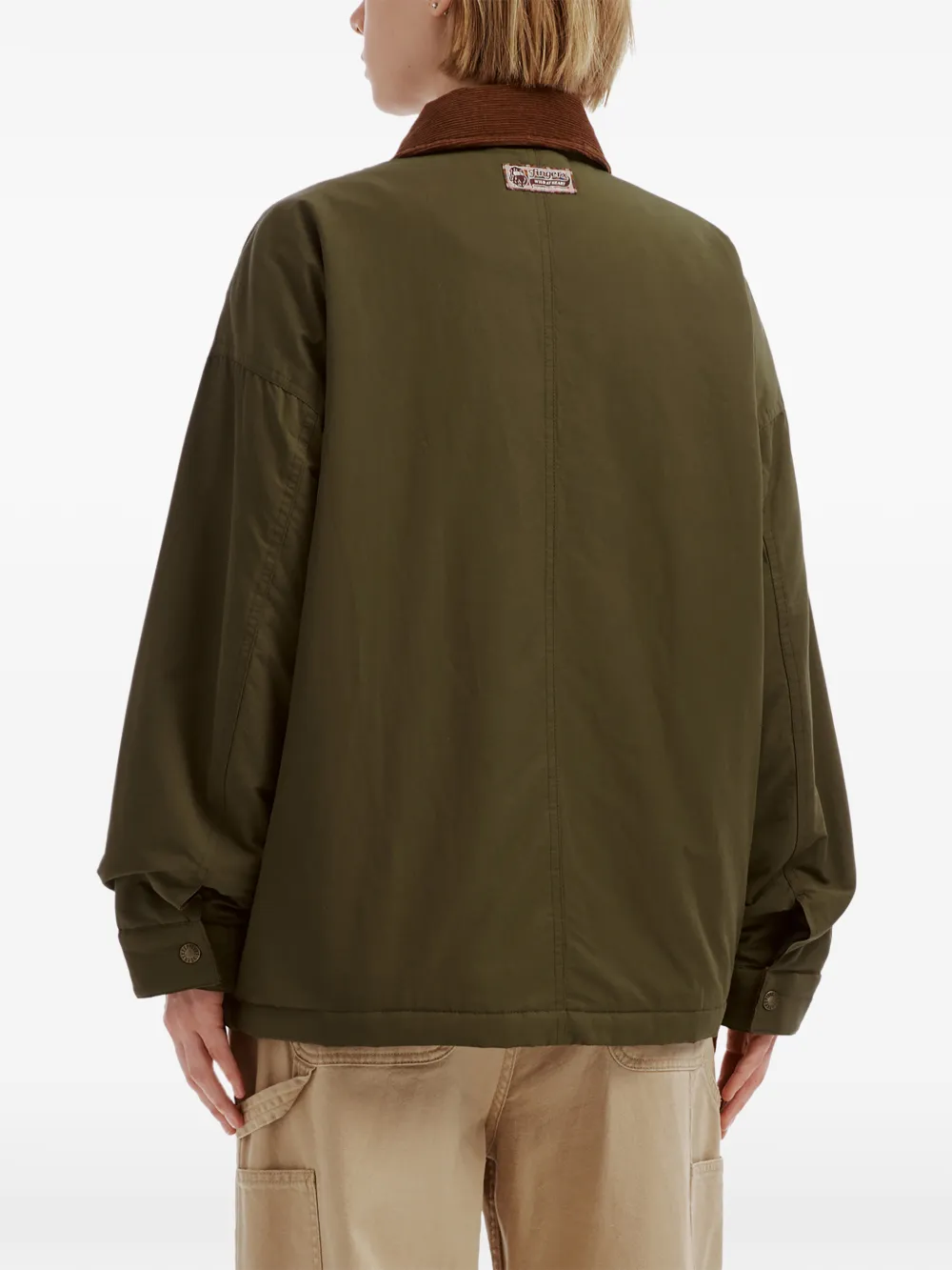FINGERCROXX Jack met logopatch en ribfluwelen kraag Groen