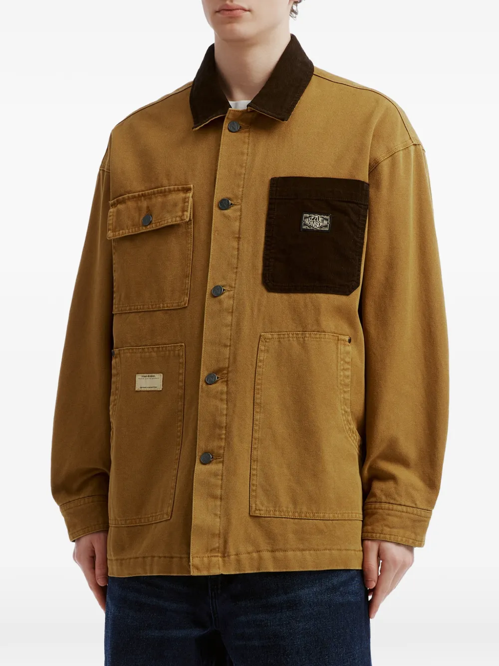 izzue corduroy-collar patch-pocket shirt jacket Bruin