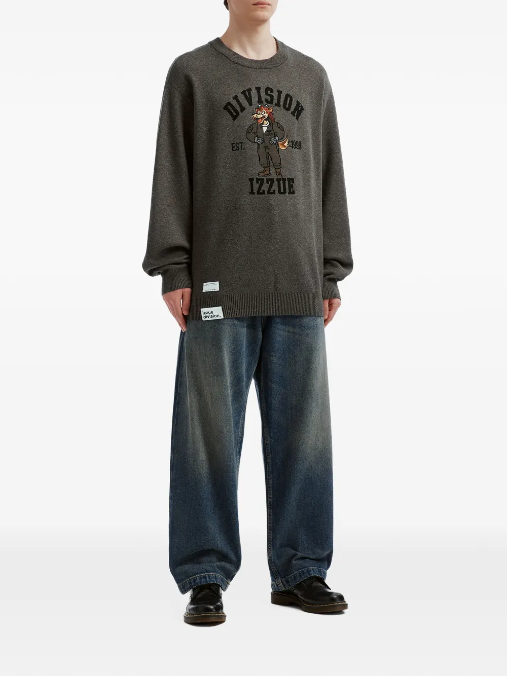 izzue graphic-print long-sleeve sweater Grijs