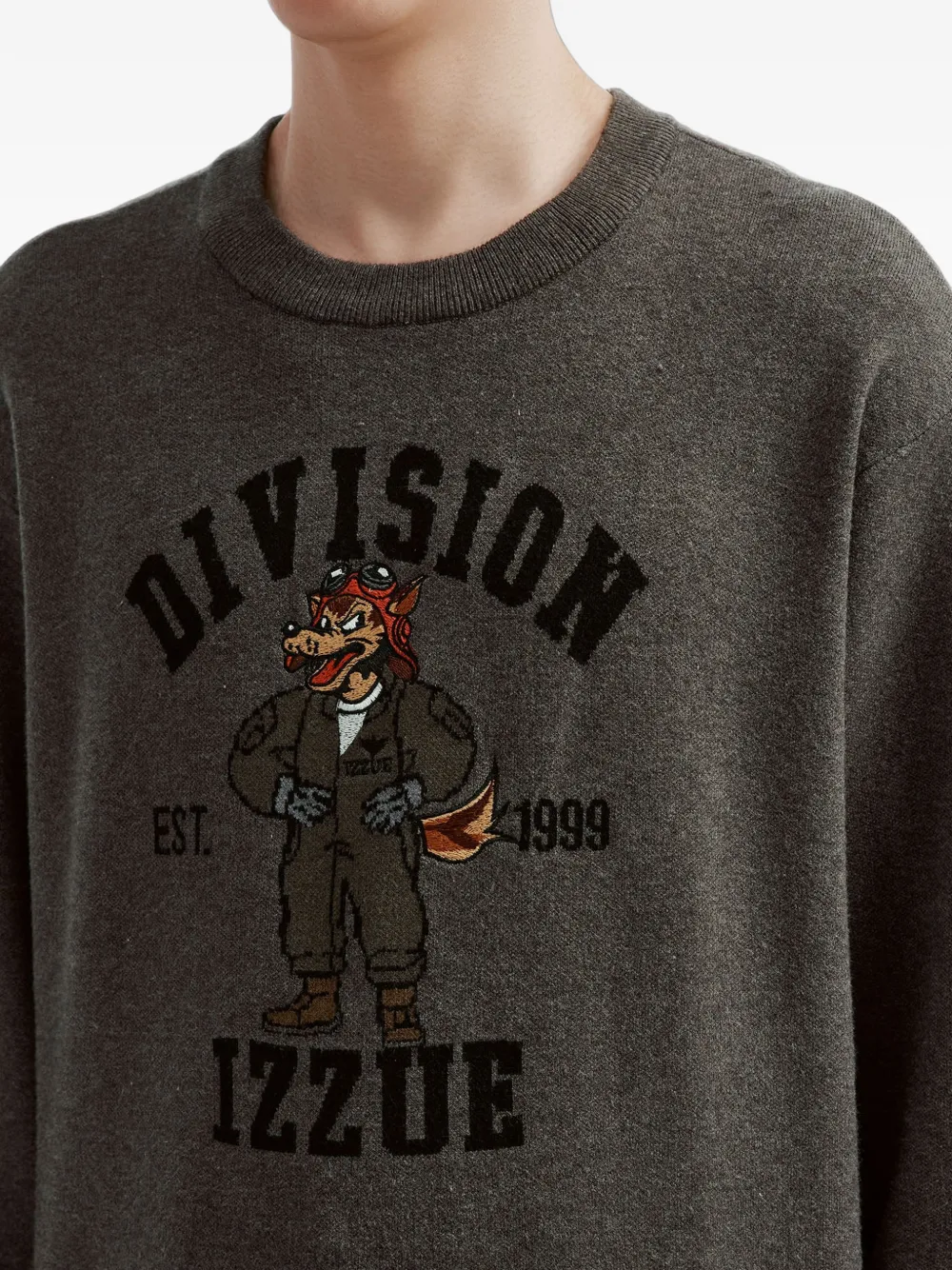 izzue graphic-print long-sleeve sweater Grijs
