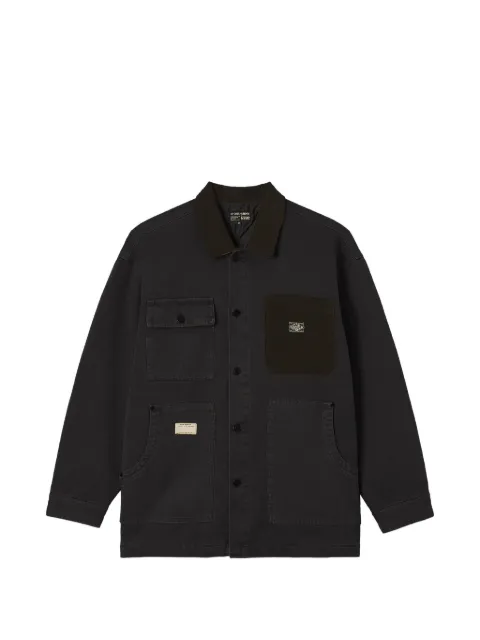 izzue corduroy-trim multi-pocket shirt jacket