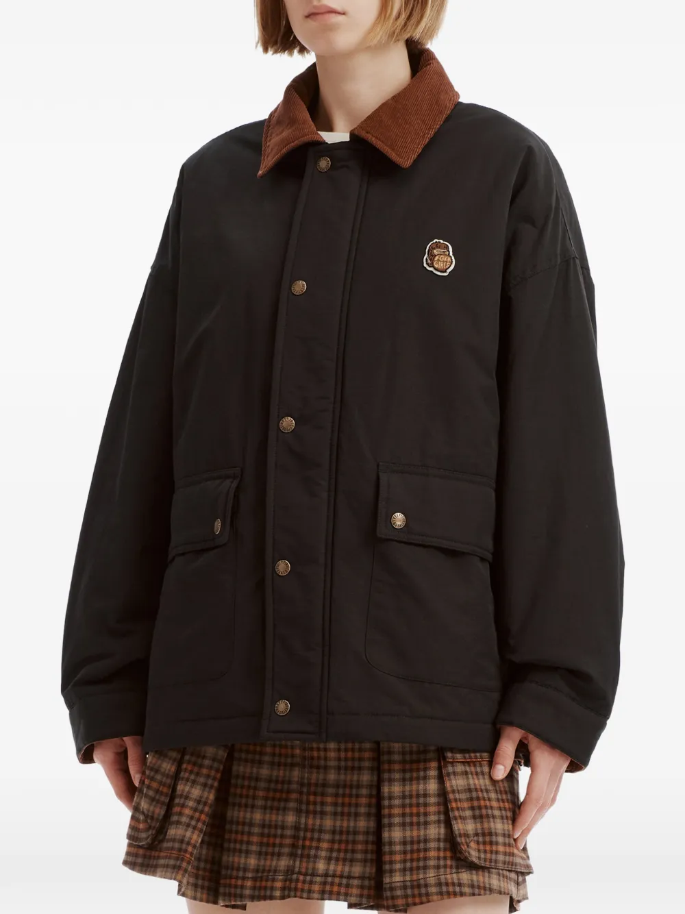 FINGERCROXX Jack met logopatch en ribfluwelen kraag Zwart