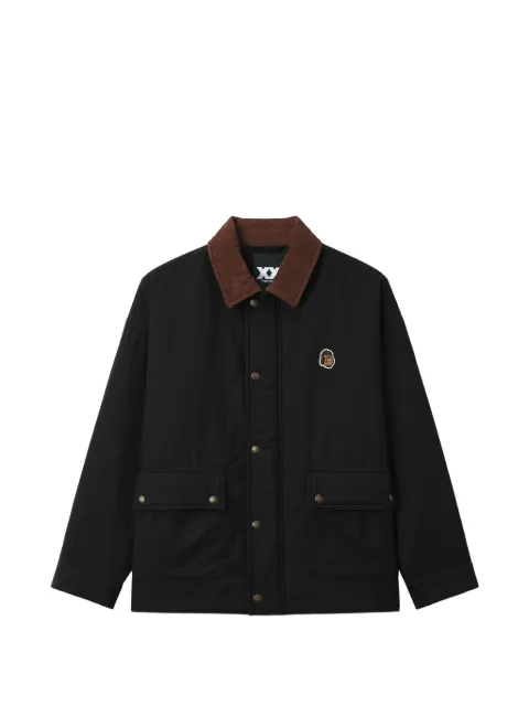 FINGERCROXX corduroy-collar logo-patch jacket