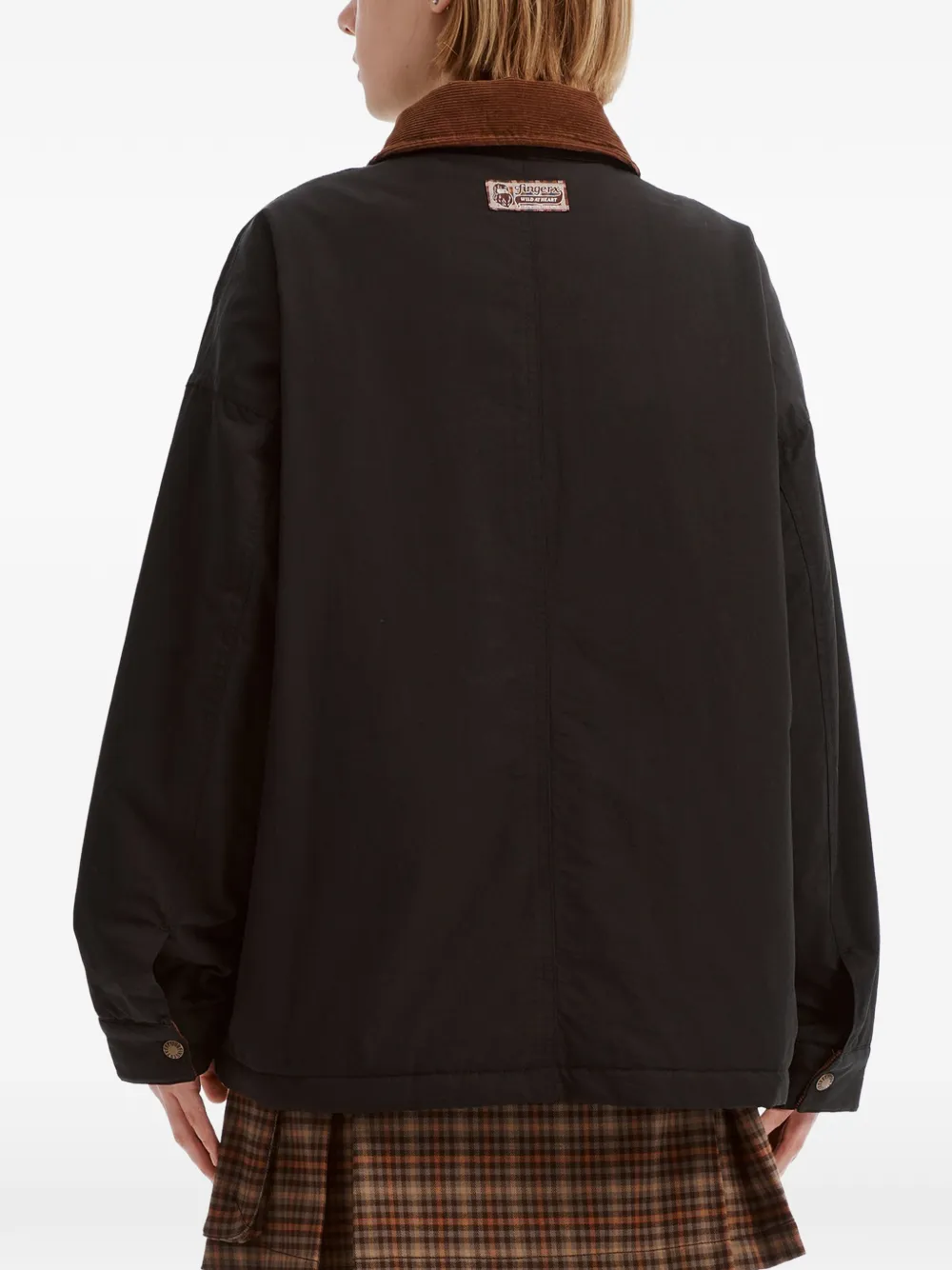 FINGERCROXX Jack met logopatch en ribfluwelen kraag Zwart