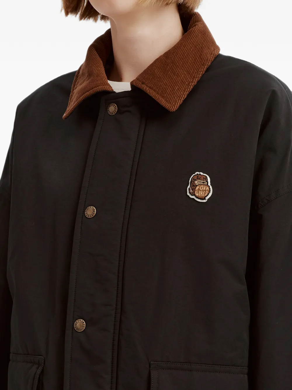 FINGERCROXX Jack met logopatch en ribfluwelen kraag Zwart