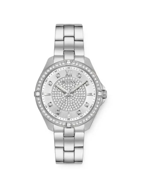 Bulova crystal-embellished automatic 40mm watch