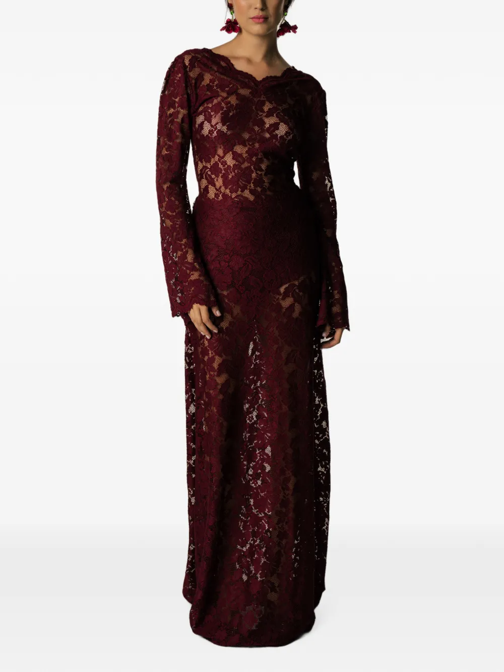 MIAU by Clara Rotescu Amarante long-sleeve maxi dress - Rosso