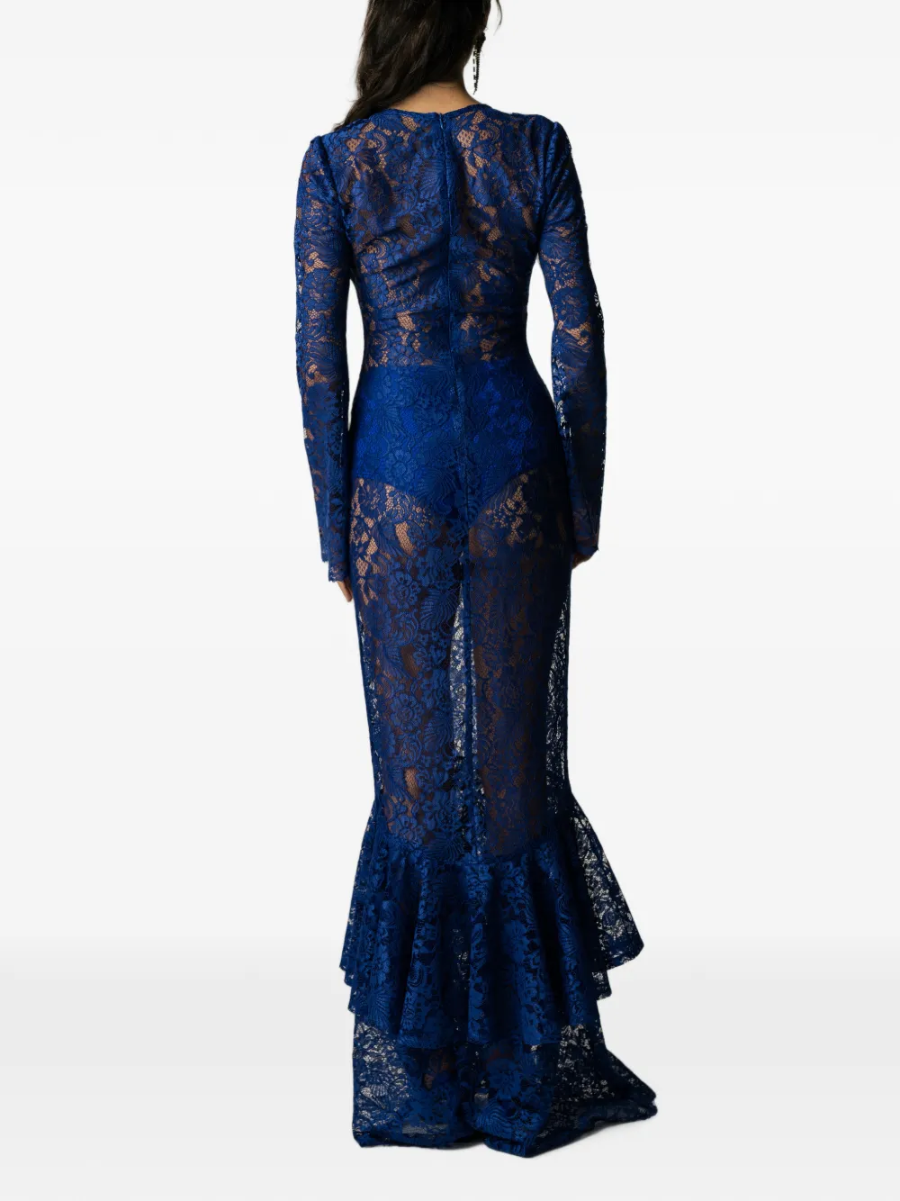 MIAU by Clara Rotescu Ishtar maxi-jurk met lange mouwen Blauw