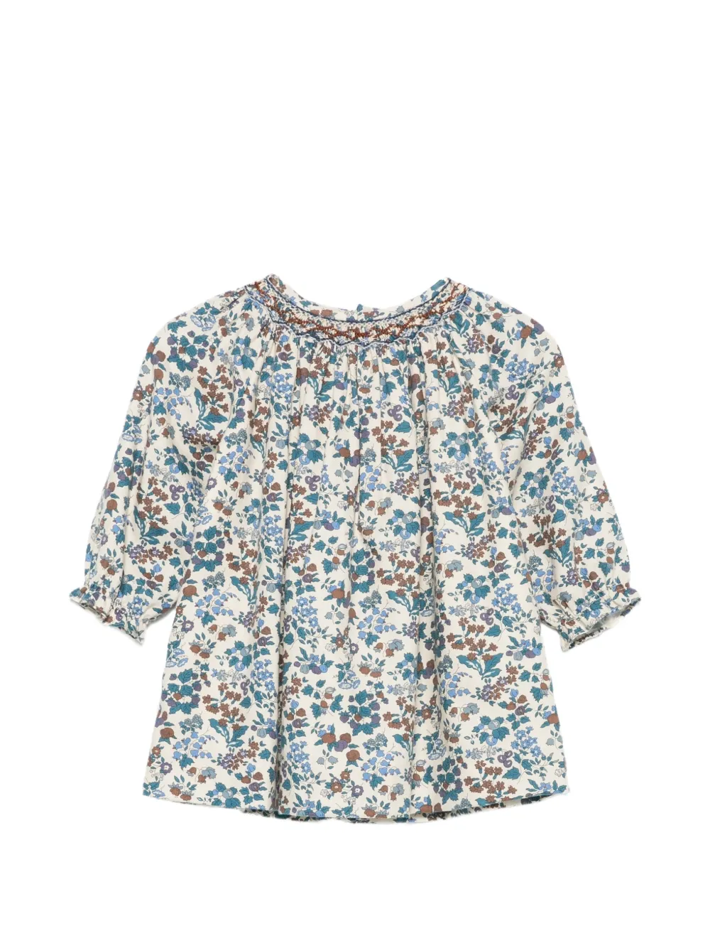 Bonpoint floral-print smocked dress - Toni neutri