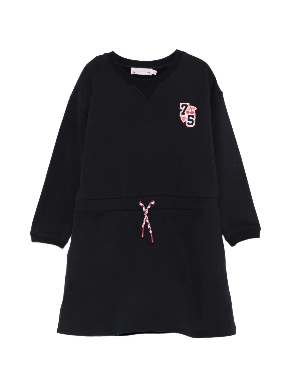 Bonpoint logo-patch drawstring-waist dress - Blu
