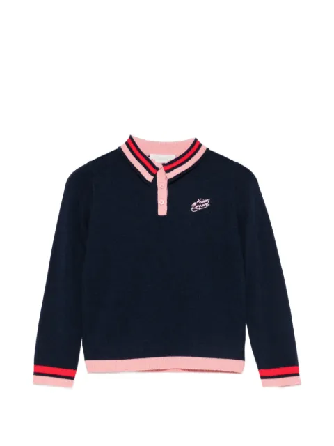 Bonpoint logo-embroidered striped-trim polo shirt