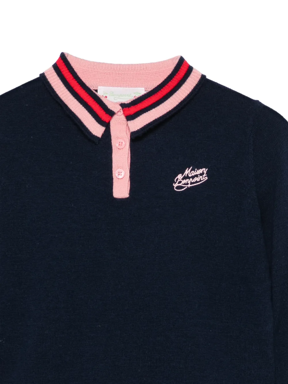 Bonpoint Poloshirt met gestreepte afwerking Blauw