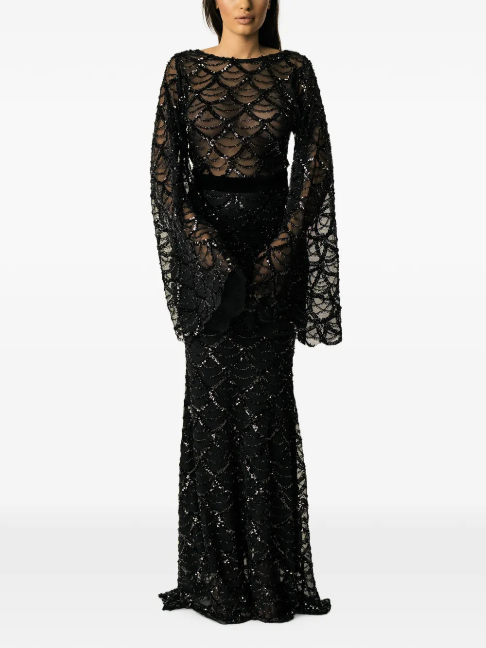 MIAU by Clara Rotescu Afraf sequin-embellished maxi dress - Nero