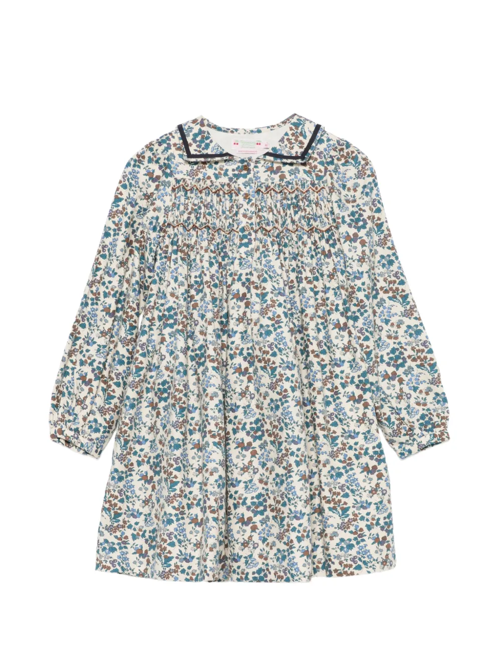 Bonpoint floral-print smocked dress - Toni neutri