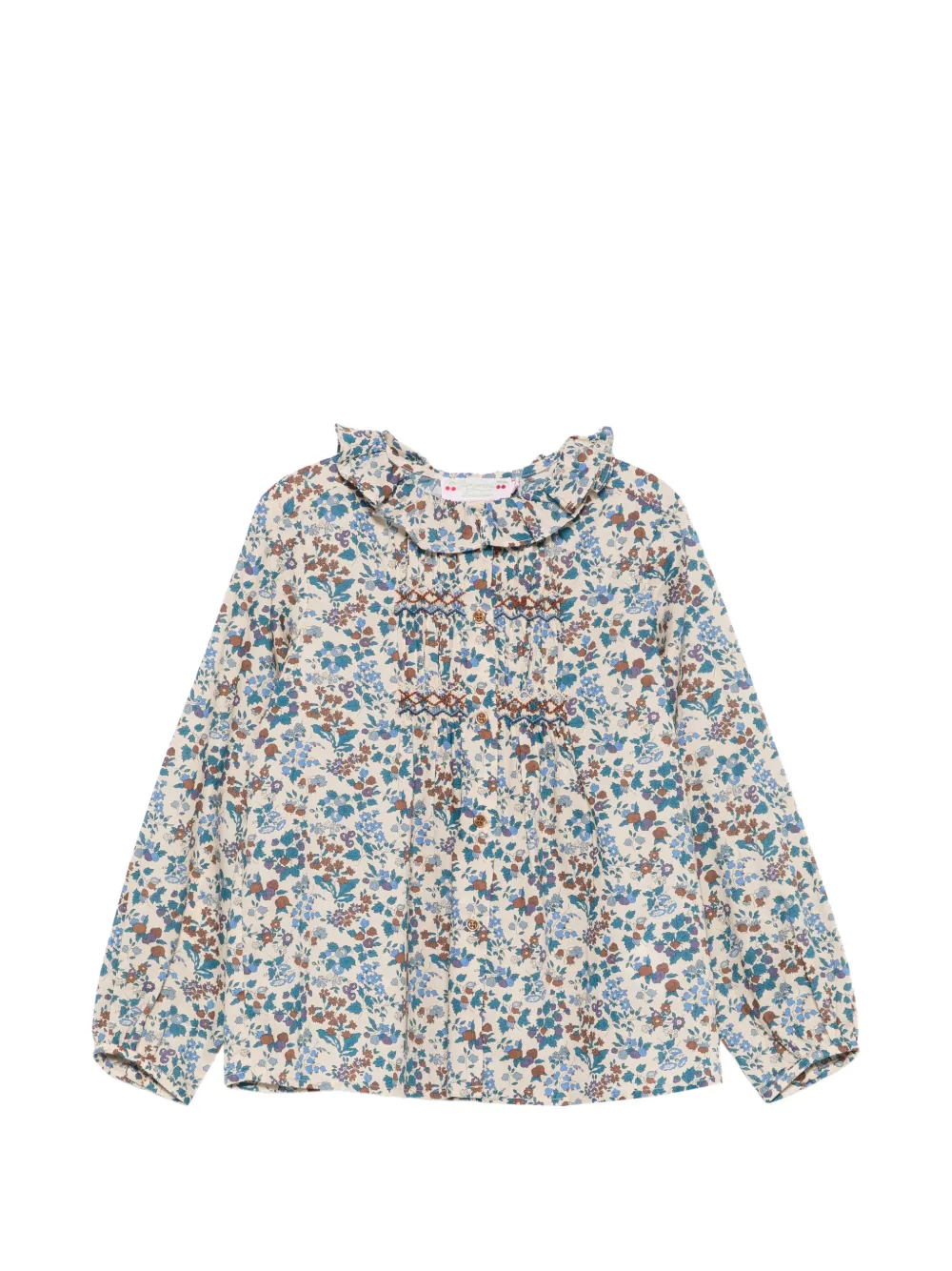 Bonpoint floral-print smocked blouse - Toni neutri