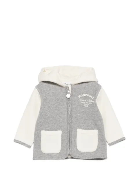 Bonpoint logo-embroidered panelled hoodie