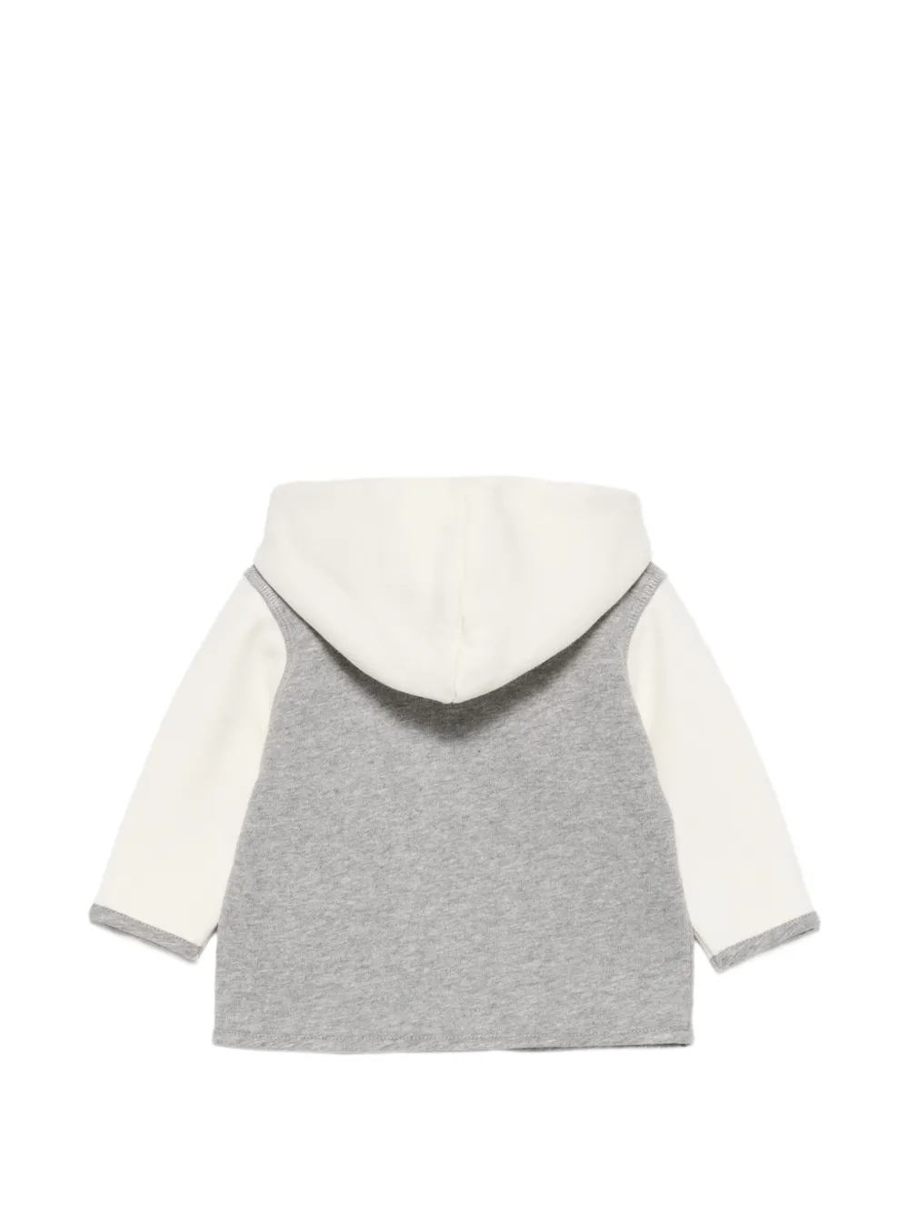 Bonpoint logo-embroidered panelled hoodie Grijs
