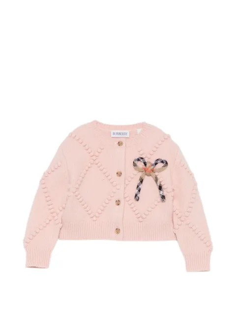 Burberry Kids bobble-knit bow-detail cardigan
