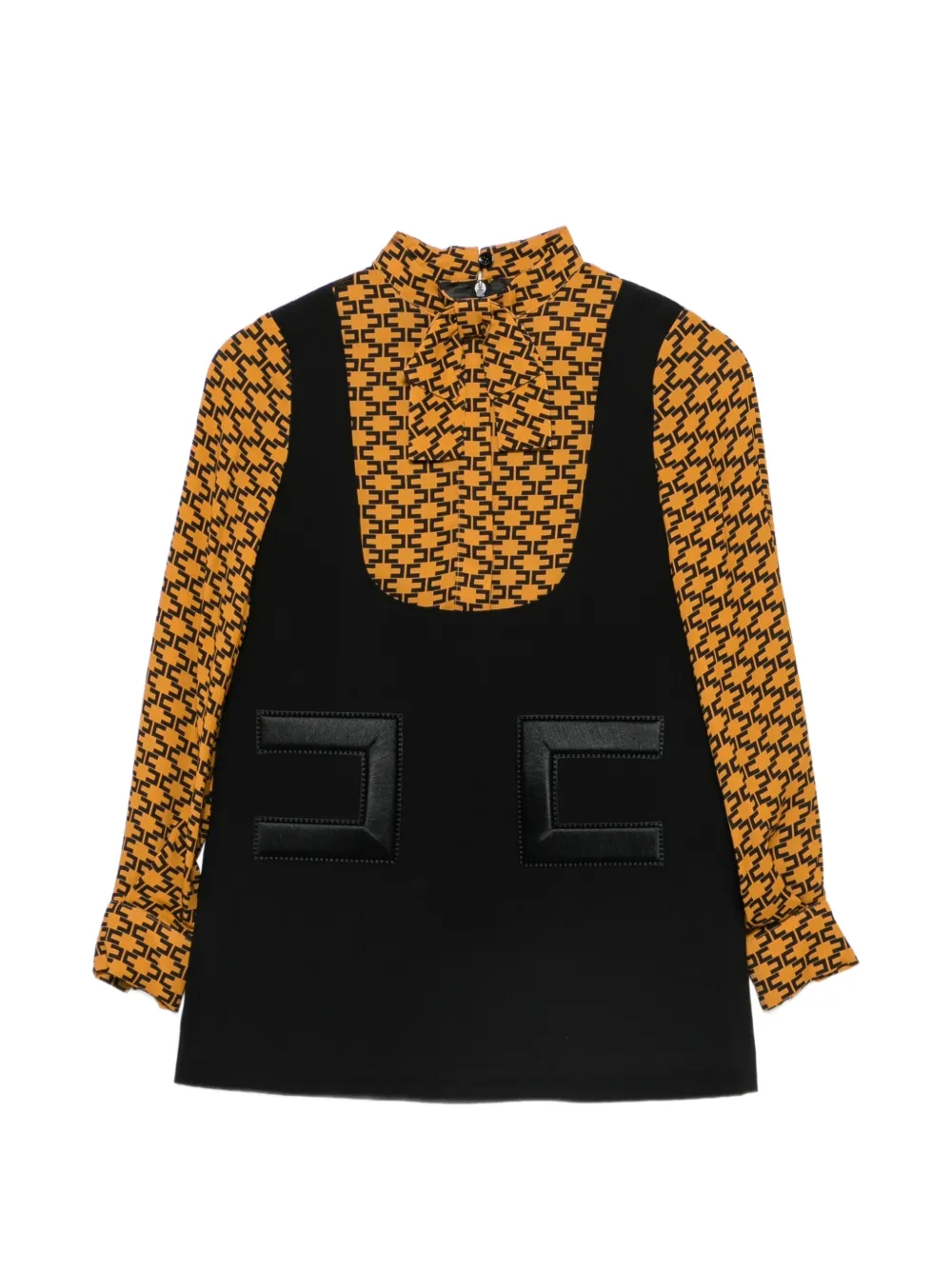 Elisabetta Franchi La Mia Bambina robe à lavallière et motif monogrammé - Noir
