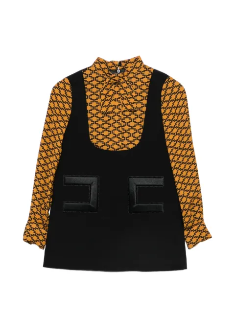 Elisabetta Franchi La Mia Bambina monogram-print pussy-bow dress