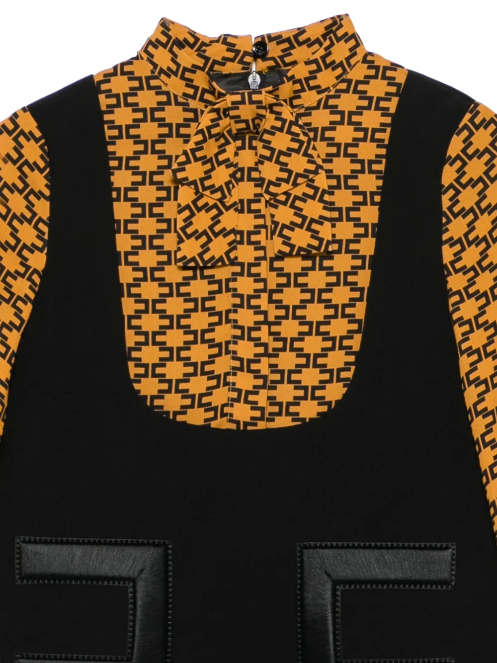 Elisabetta Franchi La Mia Bambina Jurk met monogramprint en strik Zwart