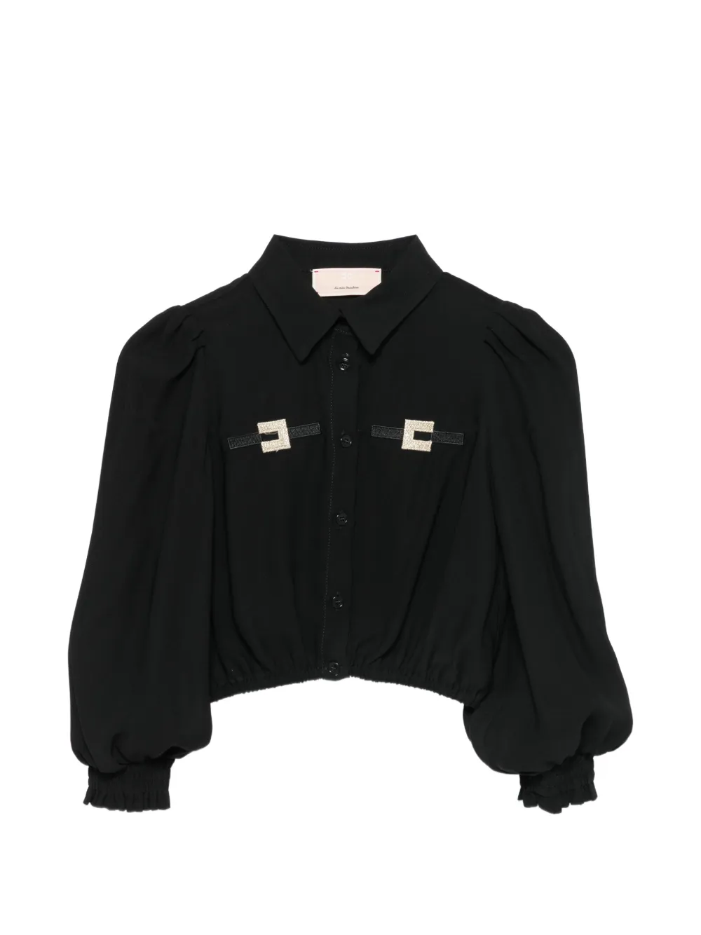 Elisabetta Franchi La Mia Bambina logo-plaque cropped shirt - Nero