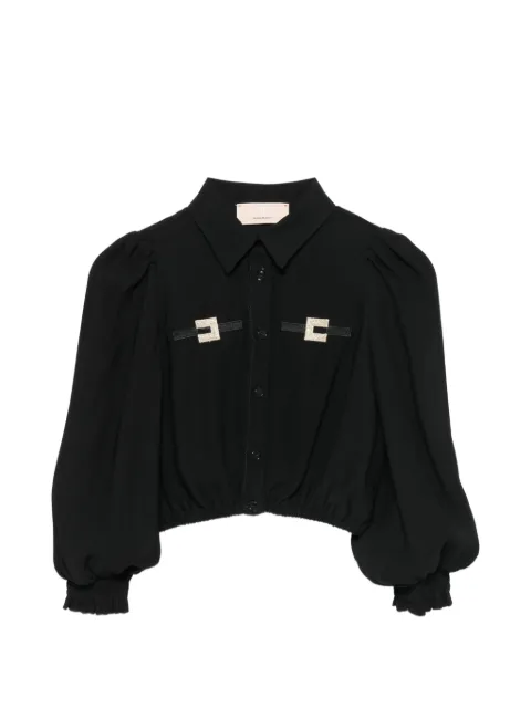 Elisabetta Franchi La Mia Bambina logo-plaque cropped shirt