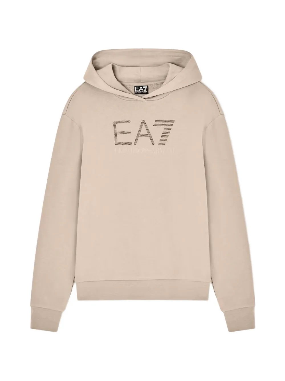 Ea7 Emporio Armani rhinestone-logo hoodie - Neutrals