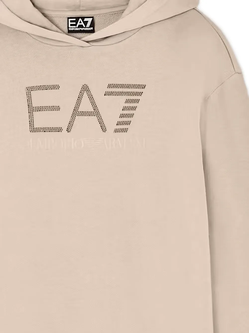 Ea7 Emporio Armani Hoodie met logo van stras Beige