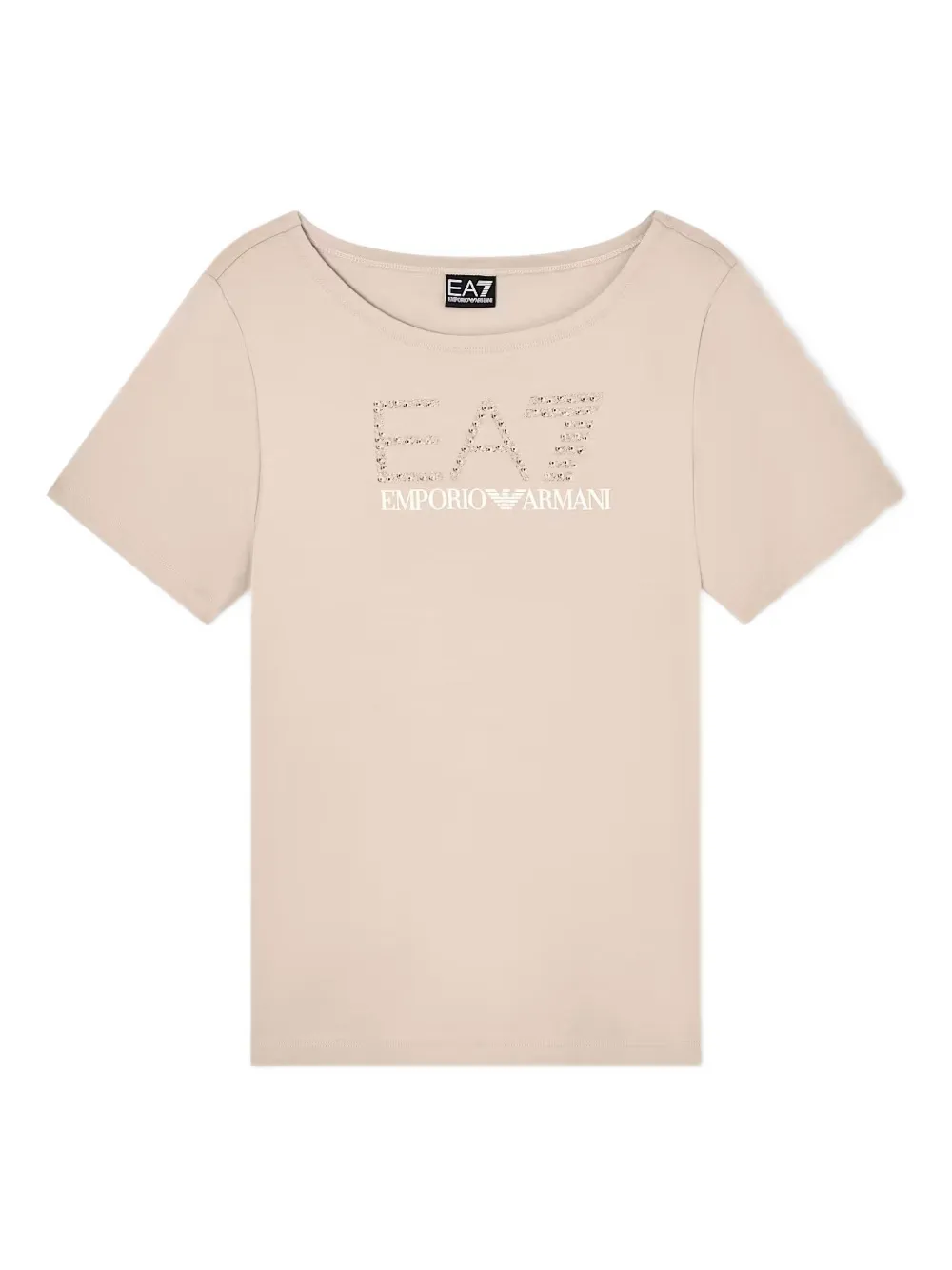 Ea7 Emporio Armani T-shirt verfraaid met stras Beige