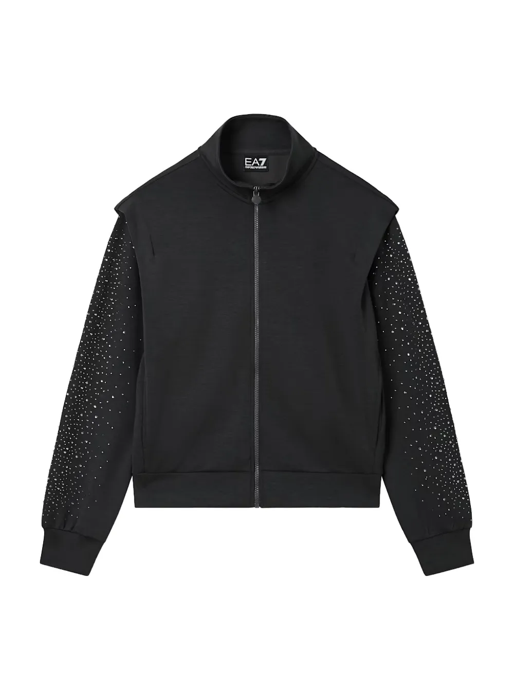 Ea7 Emporio Armani Sweater verfraaid met stras en rits Zwart