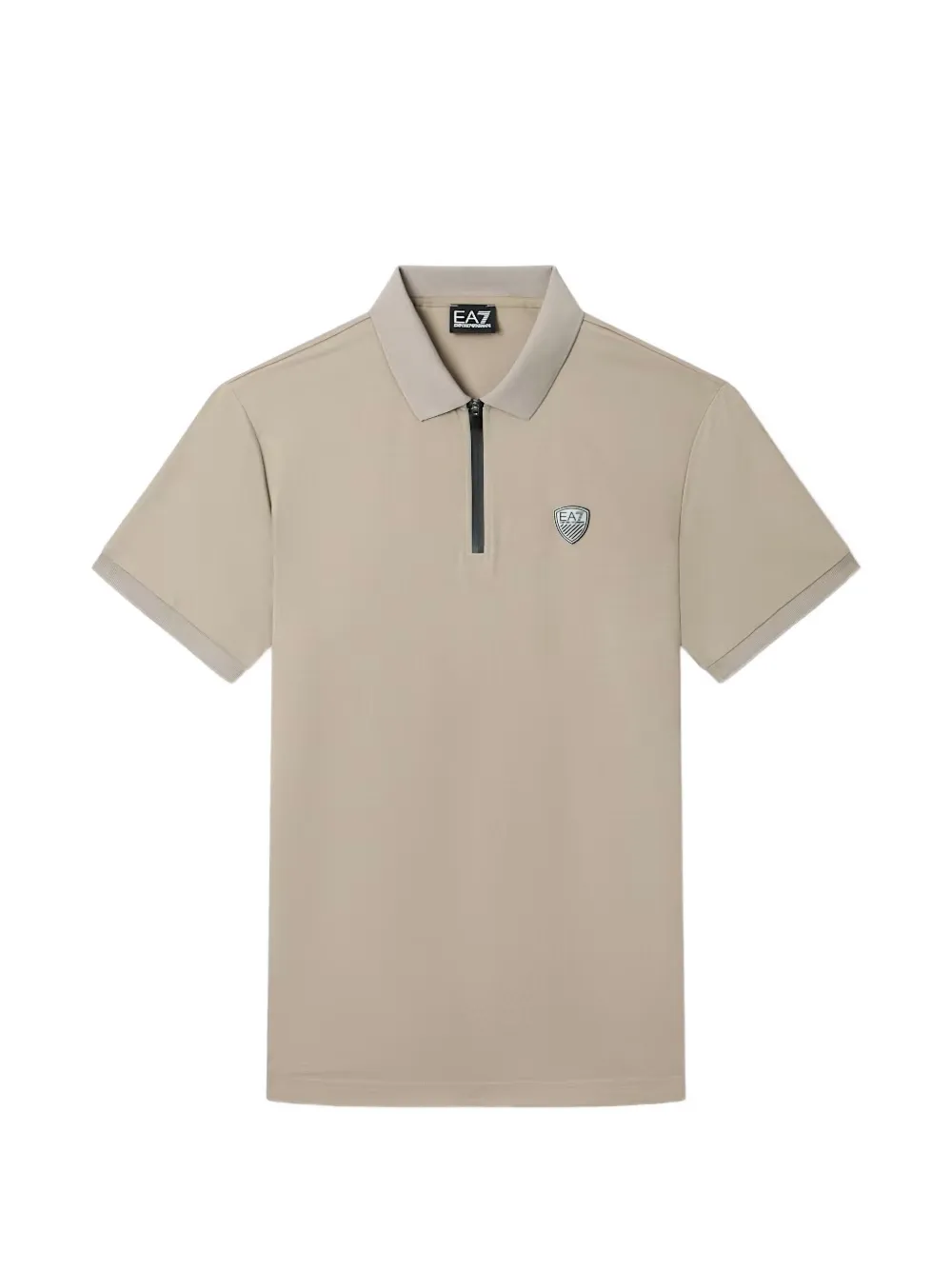 Ea7 Emporio Armani Polo Train Premium Shield con zip e logo - Toni neutri