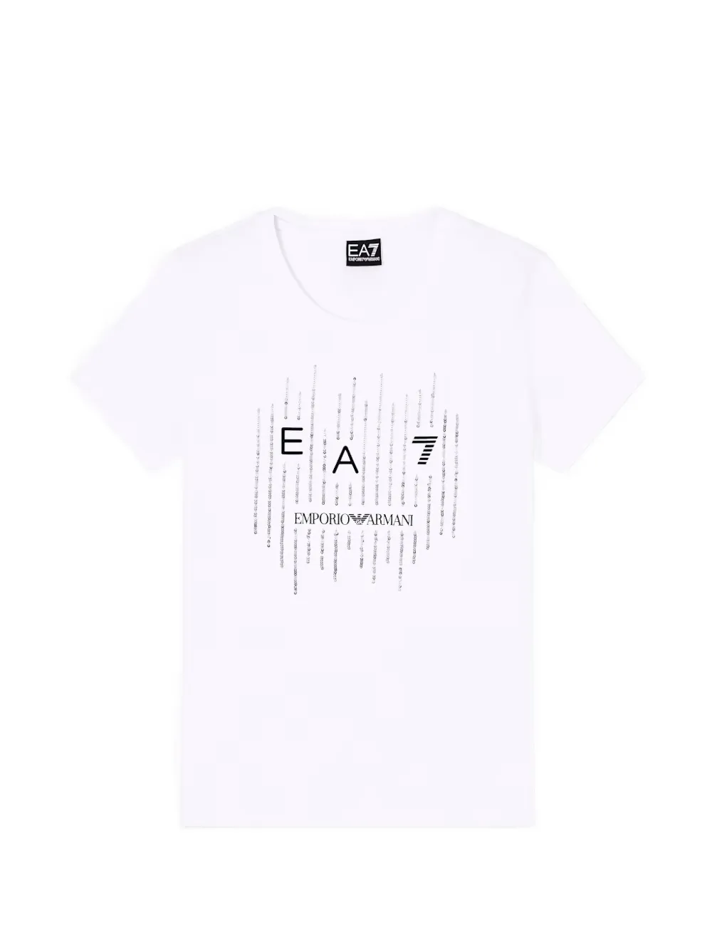Ea7 Emporio Armani T-shirt con logo e strass - Bianco
