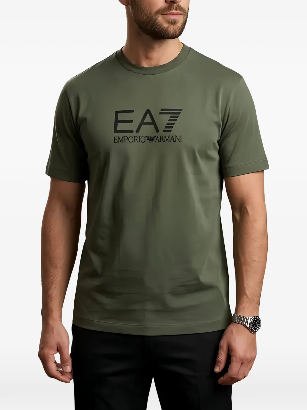 Ea7 Emporio Armani T-shirt met logoprint Groen