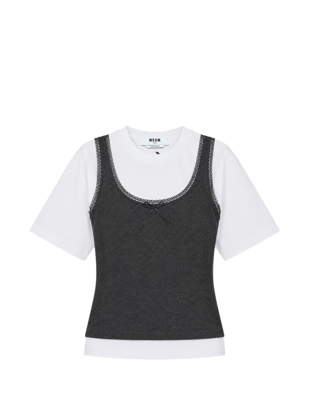 MSGM layered lace-trim T-shirt - Bianco