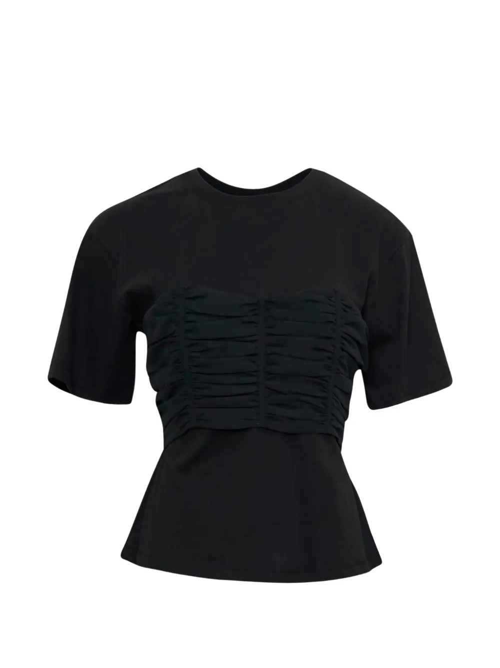 Ulla Johnson Mila Ruched Peplum T-shirt in Black, view 2