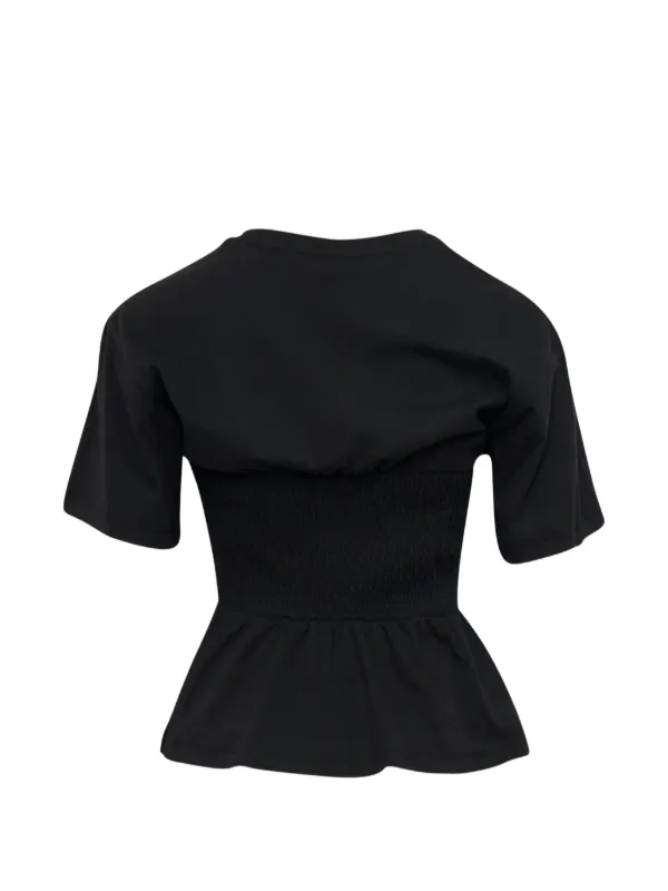Ulla Johnson Mila Ruched Peplum T-shirt in Black