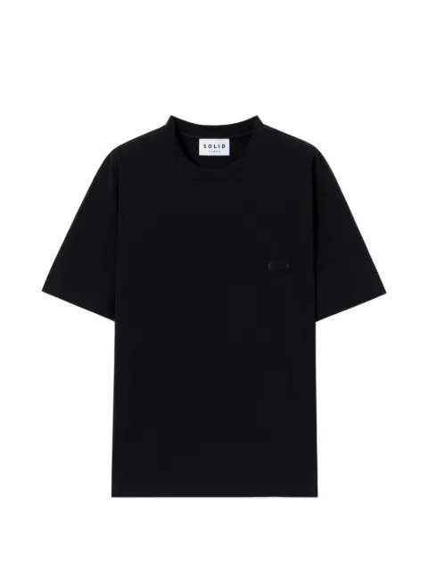 SOLID HOMME Black Paris Artwork logo-patch T-shirt