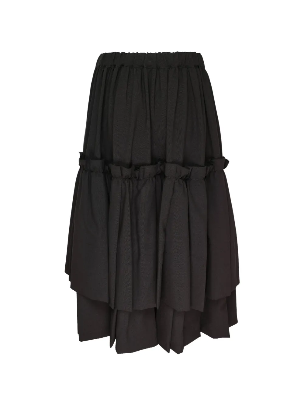 Black Comme Des Garçons Gelaagde midi-rok met ruches Zwart