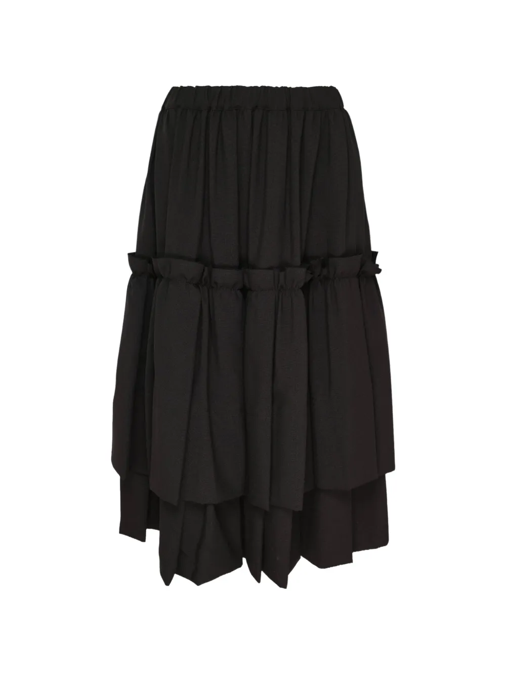 Black Comme Des Garçons tiered ruffled midi skirt - Nero