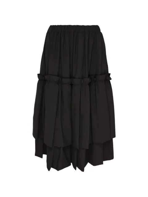 Black Comme Des Garçons tiered ruffled midi skirt
