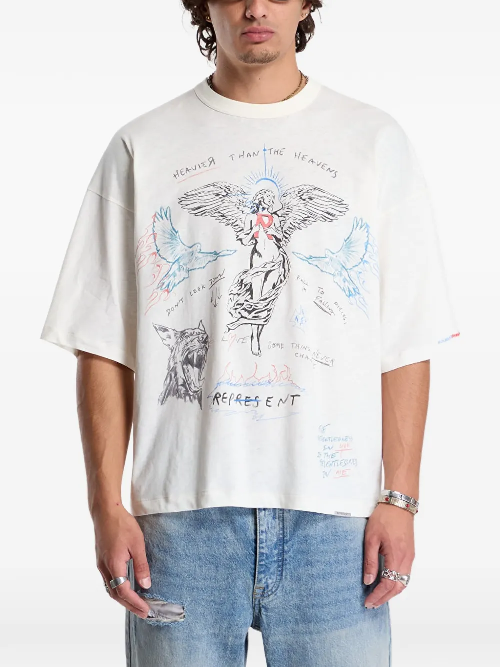Represent Heavier Than The Heavens Graphic-print T-shirt In Neutrals