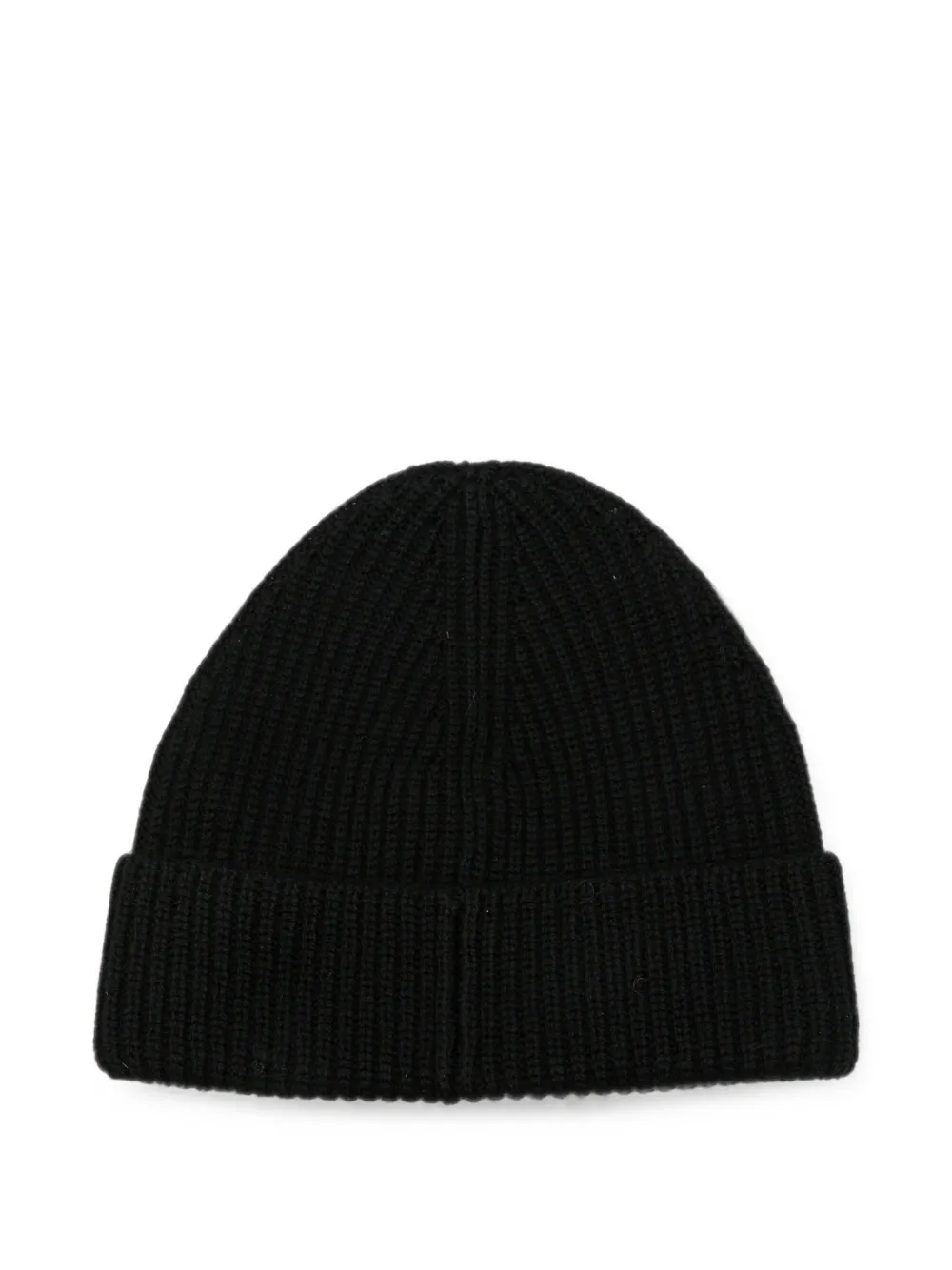 C.P. Company Kids logo-patch ribbed-knit beanie hat Zwart